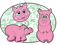 Drawn and digitized Pigs